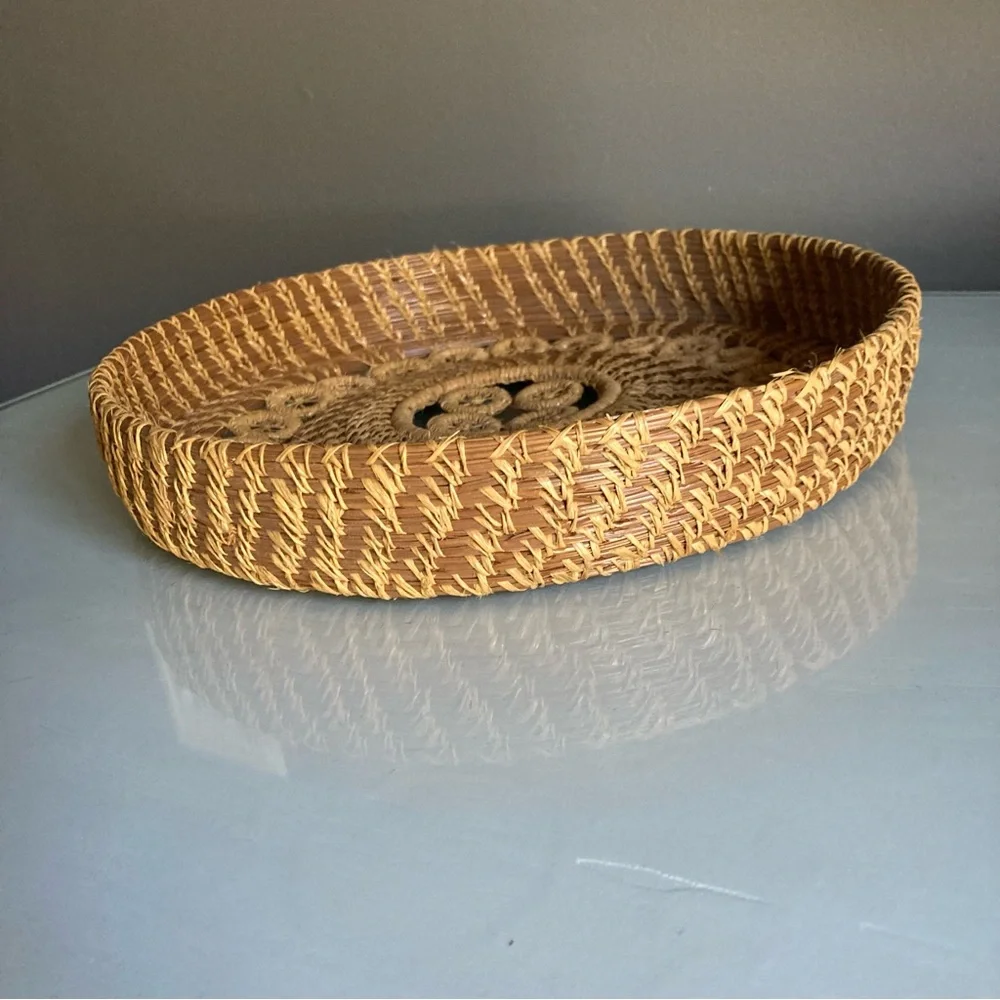 Unique Vintage Woven Basket Tray